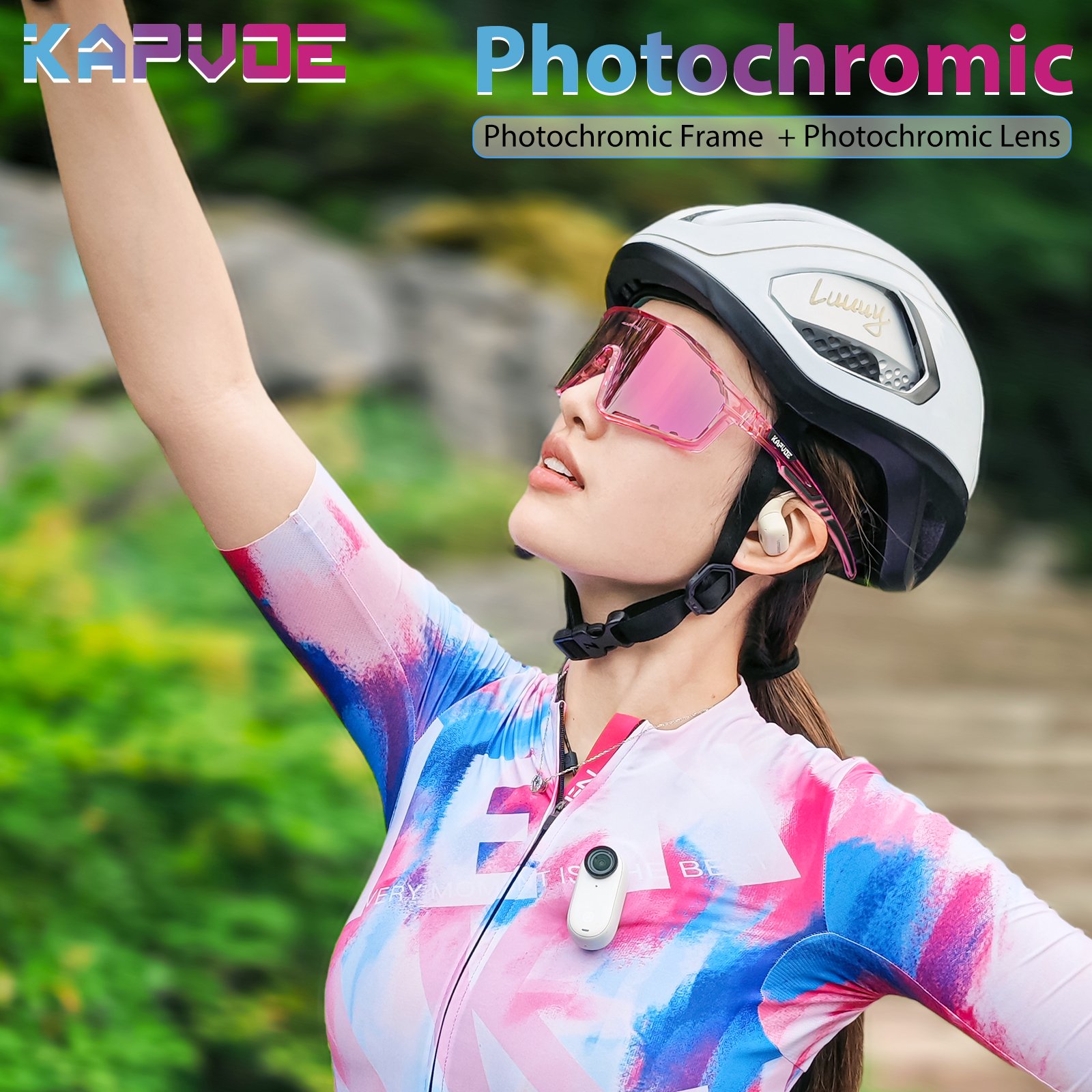 2024 new design photochromic frame with photochromic lens outdoor sport cycling running sunglasses custom logo men shatterproof