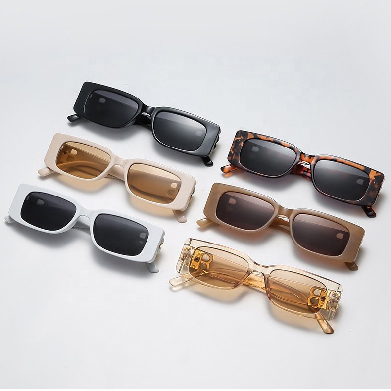 Luxury Brand Designer Fashion Small Square Frame Sunglasses Retro Champagne Sunglasses Ladies Personality B Letter Glasses