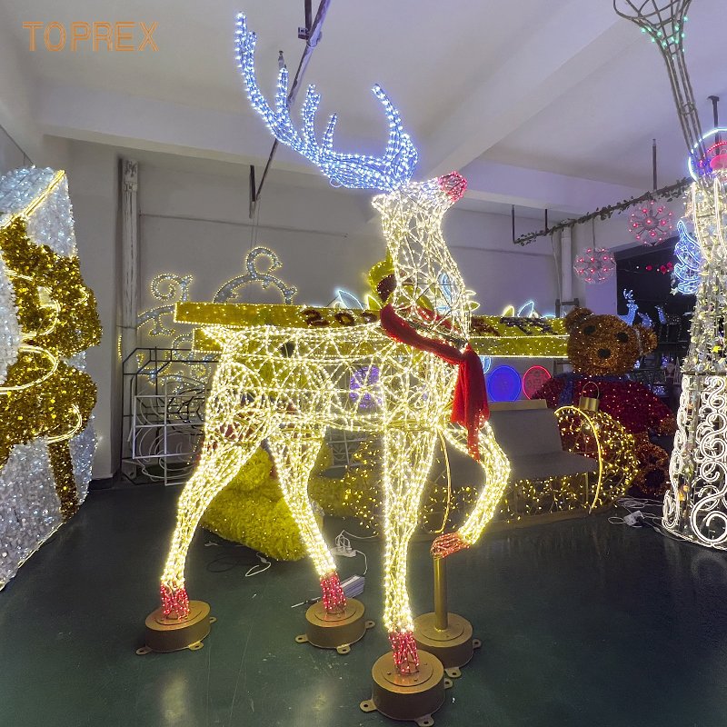 Outdoor Big Christmas Giant Lighted 3D led Motif moose holiday lights for Festive Decorations Landscape Display