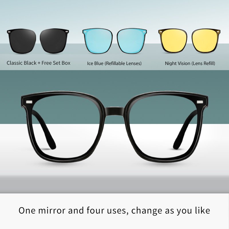 Trendy Square Magnetic Compact Custom Logo Foldable Polarized Sun Glasses Brand Design Ultra-light Sunglasses