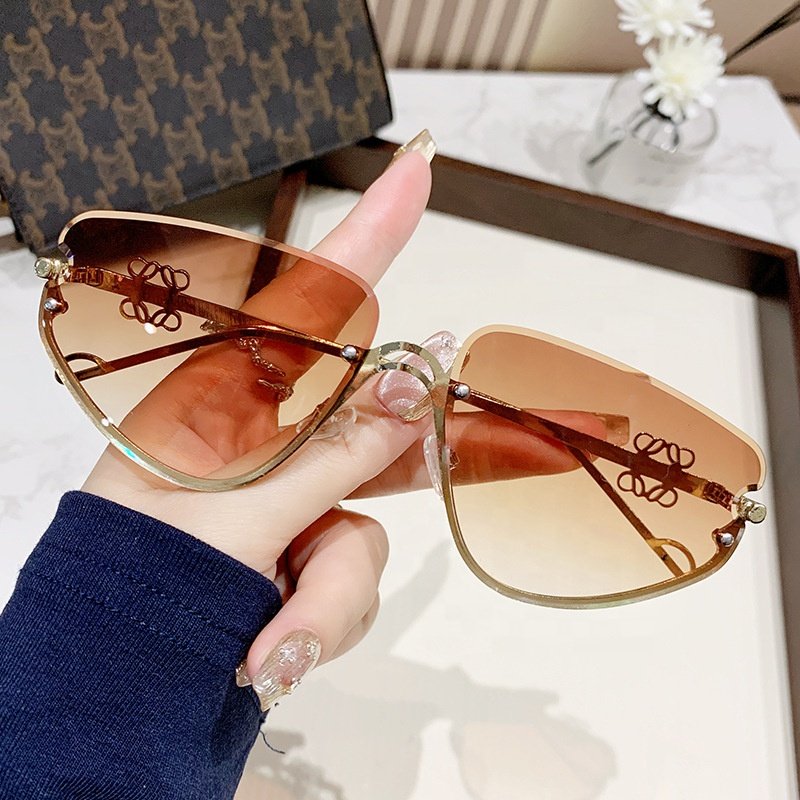 90269 Hot Fashion Men Women Gradient Lens Metal Half Frame Cat Eye Shades Sunglasses