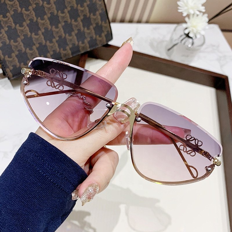 90269 Hot Fashion Men Women Gradient Lens Metal Half Frame Cat Eye Shades Sunglasses