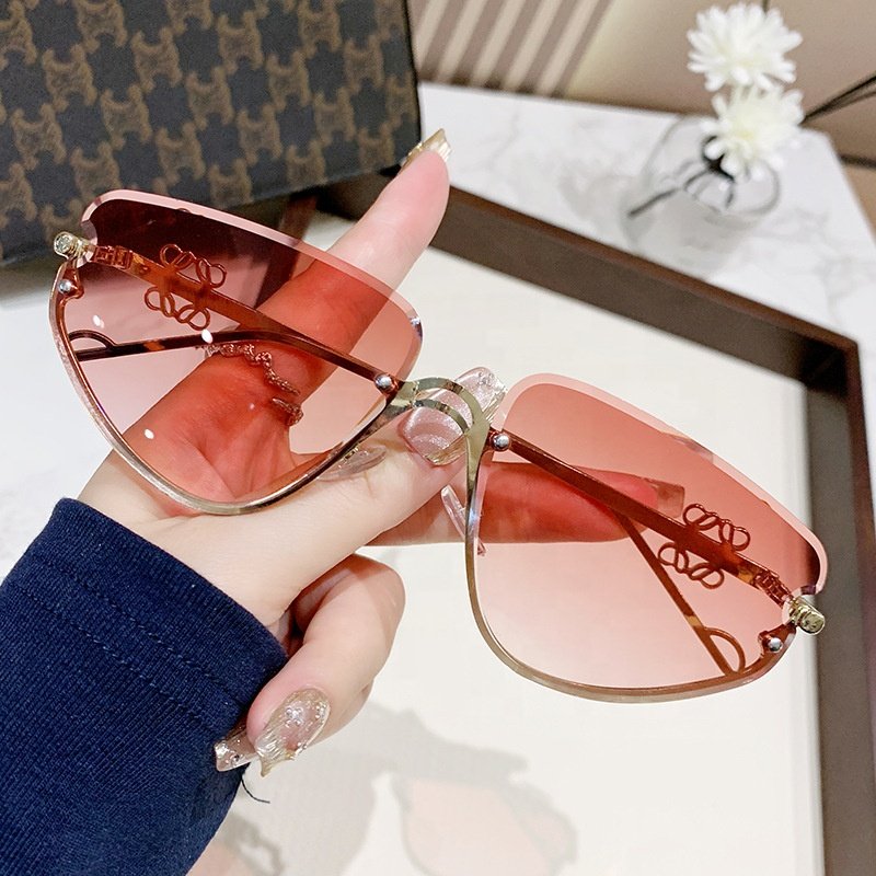 90269 Hot Fashion Men Women Gradient Lens Metal Half Frame Cat Eye Shades Sunglasses