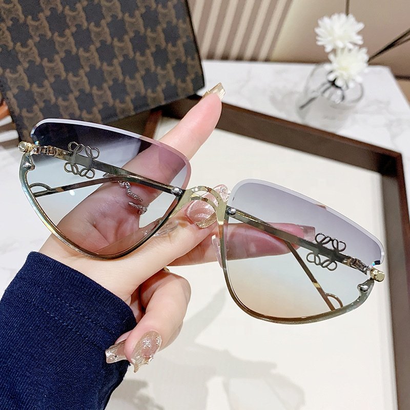 90269 Hot Fashion Men Women Gradient Lens Metal Half Frame Cat Eye Shades Sunglasses