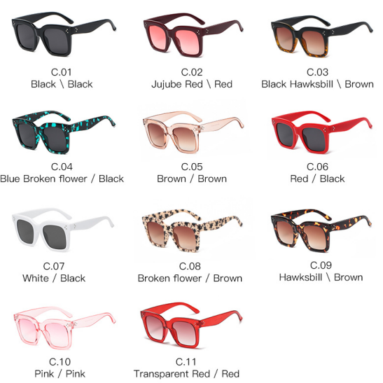 wholesale fashion classic plastic big square frame custom logo Sun Glasses designer trendy Sunglasses for women men