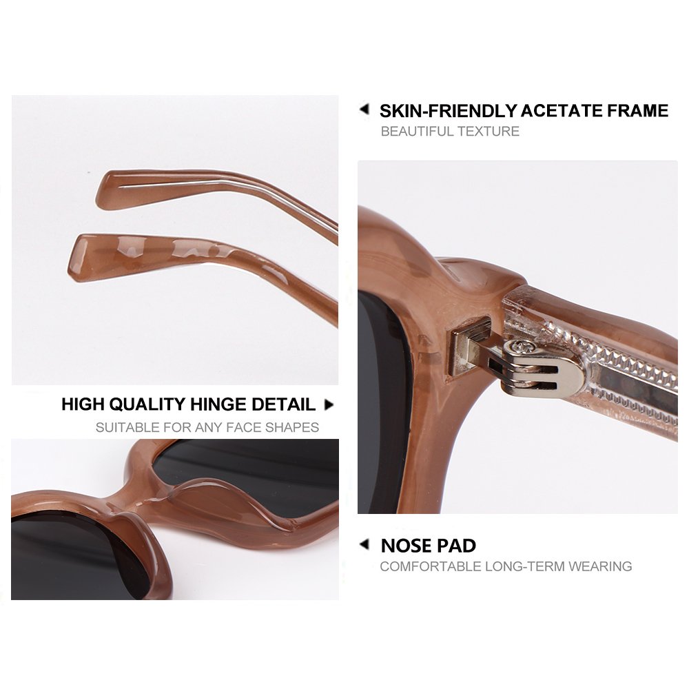 Propionic Acid Pin Square Wave Sunglasses Sunglasses UV400 Retro PC Frame High End Premium Sunglasses
