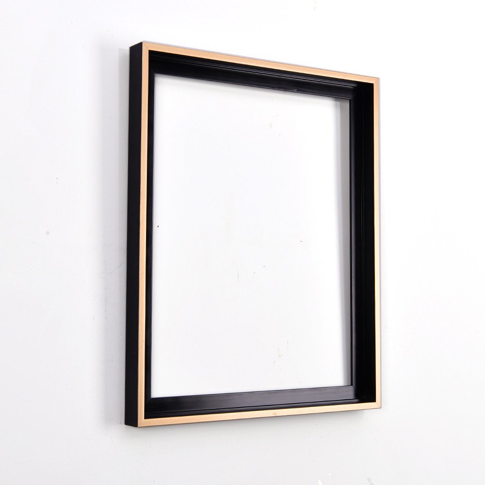 Wholesale Custom Antique 66H * 35W Black Color Simple Classic Soild Wood Canvas Frame Moulding for Picture