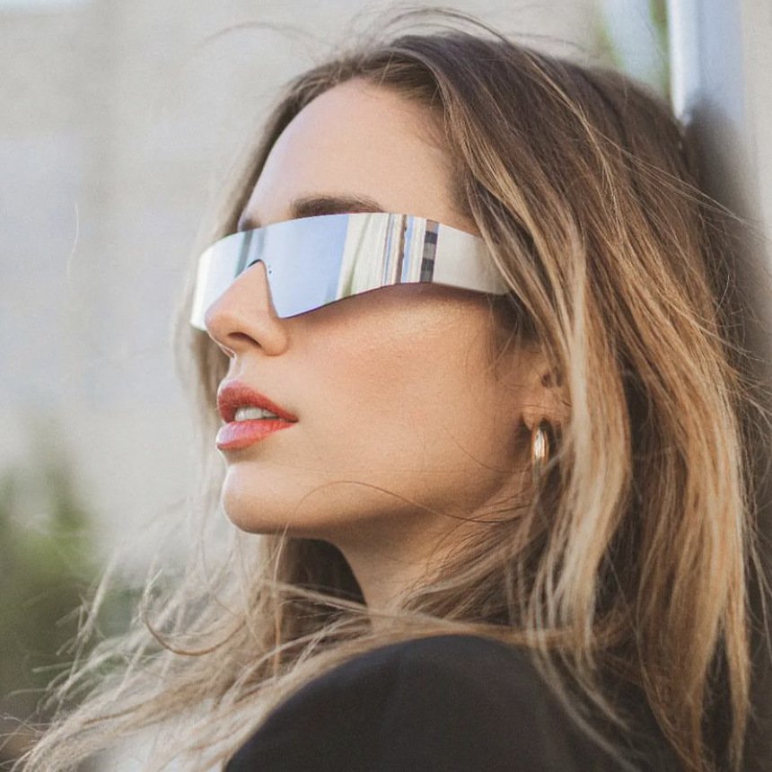 2000S Aesthetic Y2K Sunglasses Men One Piece Sports Sun Glasses Women Vintage Wrap Around Shades Fashion Punk Glasses Eyewear