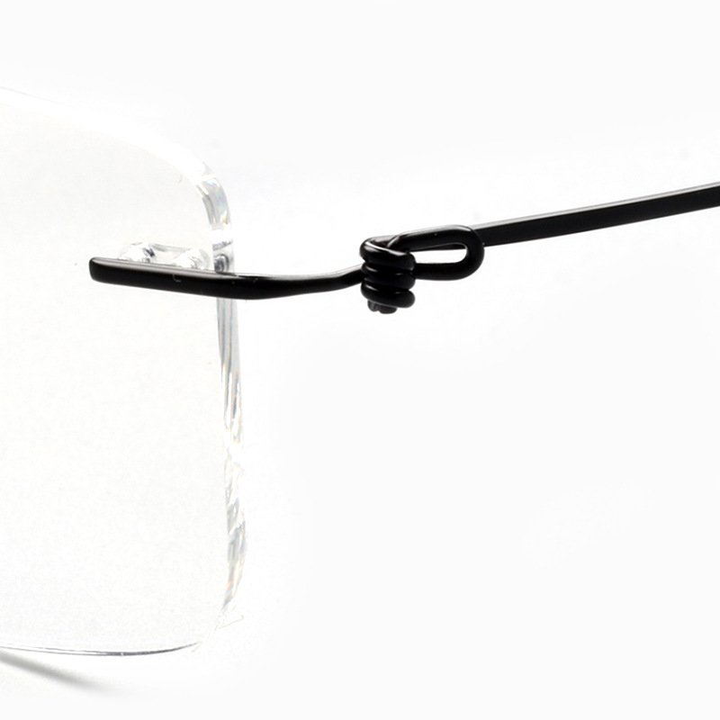Stock Square rimless Custom prescription glasses High quality flex beta Memory titanium eyeglasses optical frames