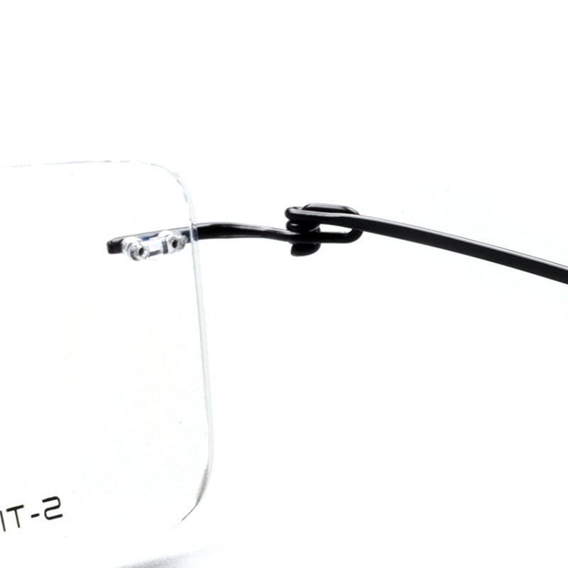 Stock Square rimless Custom prescription glasses High quality flex beta Memory titanium eyeglasses optical frames