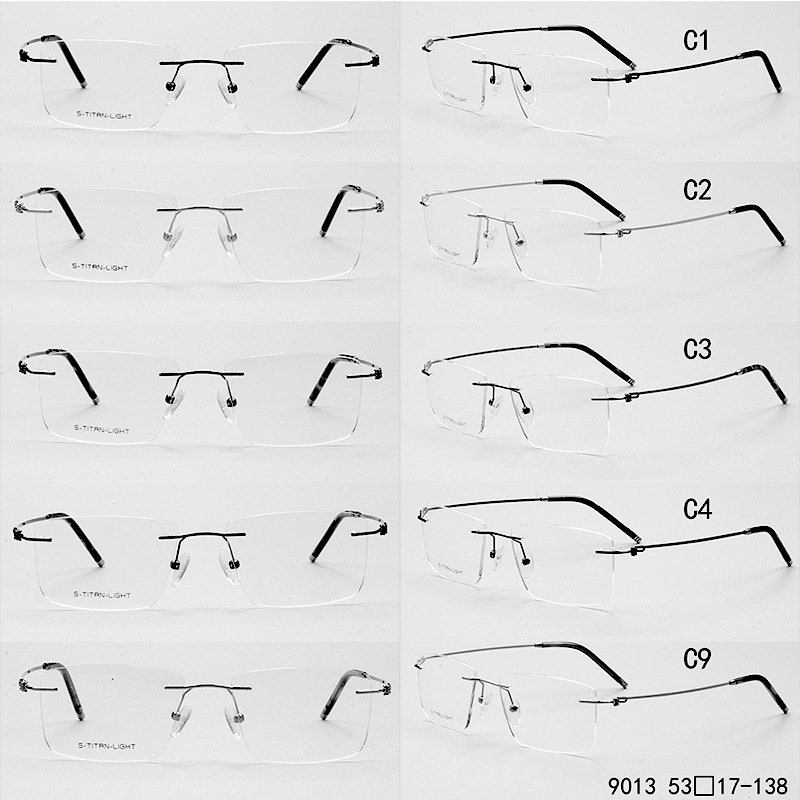 Stock Square rimless Custom prescription glasses High quality flex beta Memory titanium eyeglasses optical frames