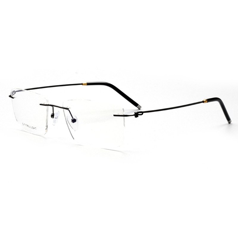 Stock Square rimless Custom prescription glasses High quality flex beta Memory titanium eyeglasses optical frames