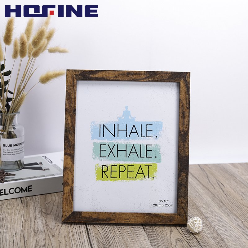 HOFINE custom size antique brown wood for wall display table top decoration photo frame