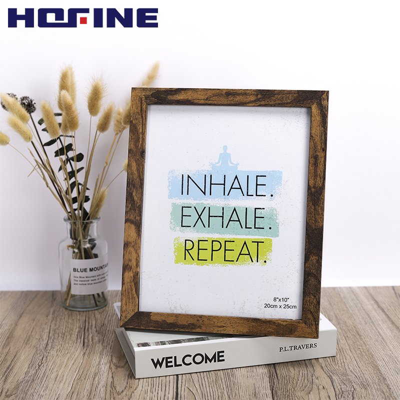 HOFINE custom size antique brown wood for wall display table top decoration photo frame