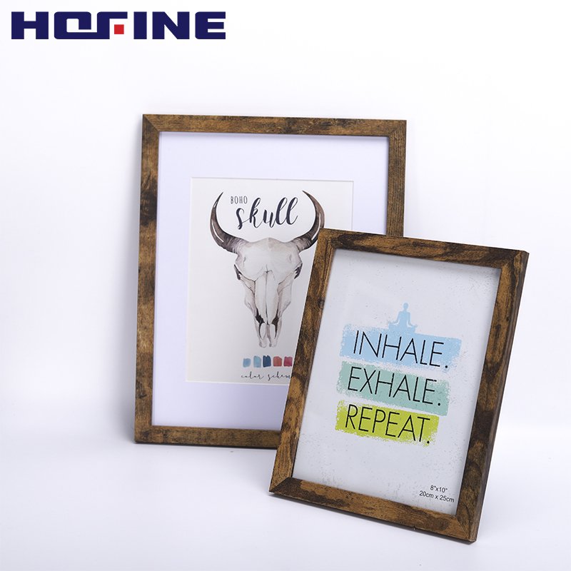 HOFINE custom size antique brown wood for wall display table top decoration photo frame