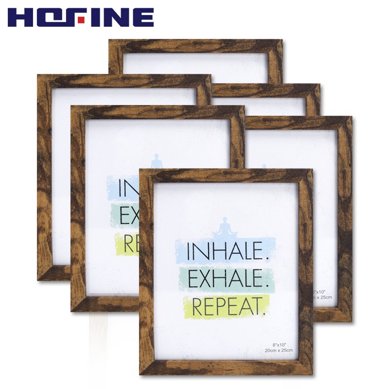 HOFINE custom size antique brown wood for wall display table top decoration photo frame