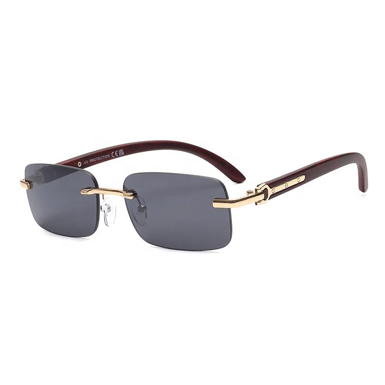 2024 rimless pink small frame sunglasses custom logo shades rectangle eye protection sun glasses for men