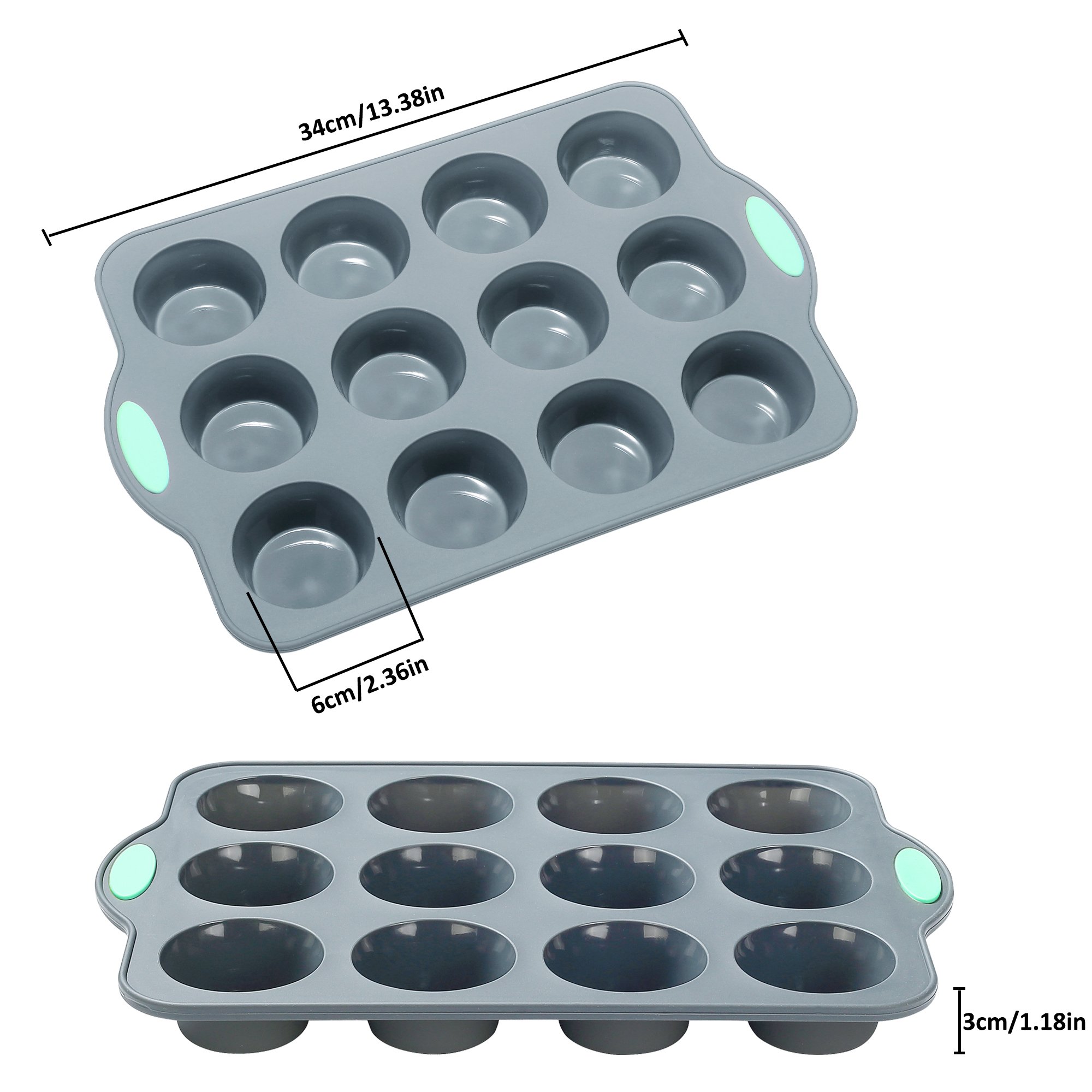 Bicolor 12-Cup Silicone Baking Pan Disposable Metal Framed Cake Tools for Home Baking Easy to Use Both round and Rectangular