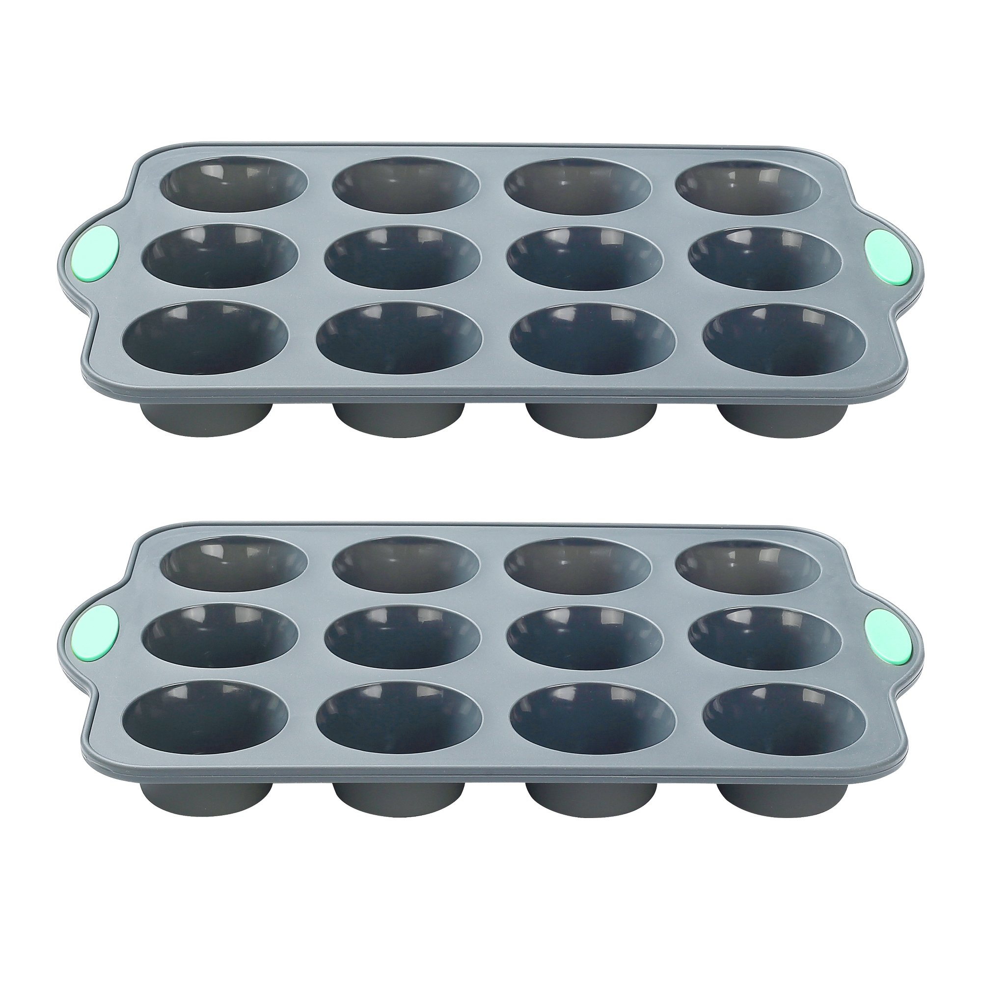 Bicolor 12-Cup Silicone Baking Pan Disposable Metal Framed Cake Tools for Home Baking Easy to Use Both round and Rectangular
