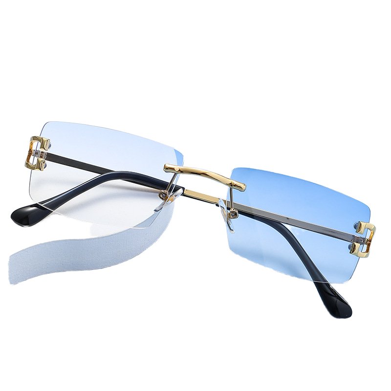 Wholesale Sunglasses Designer Diamond Cut Brand Sunglasses Rimless For Mens Luxury Small Frame Sunglasses 2023 Women Rimless