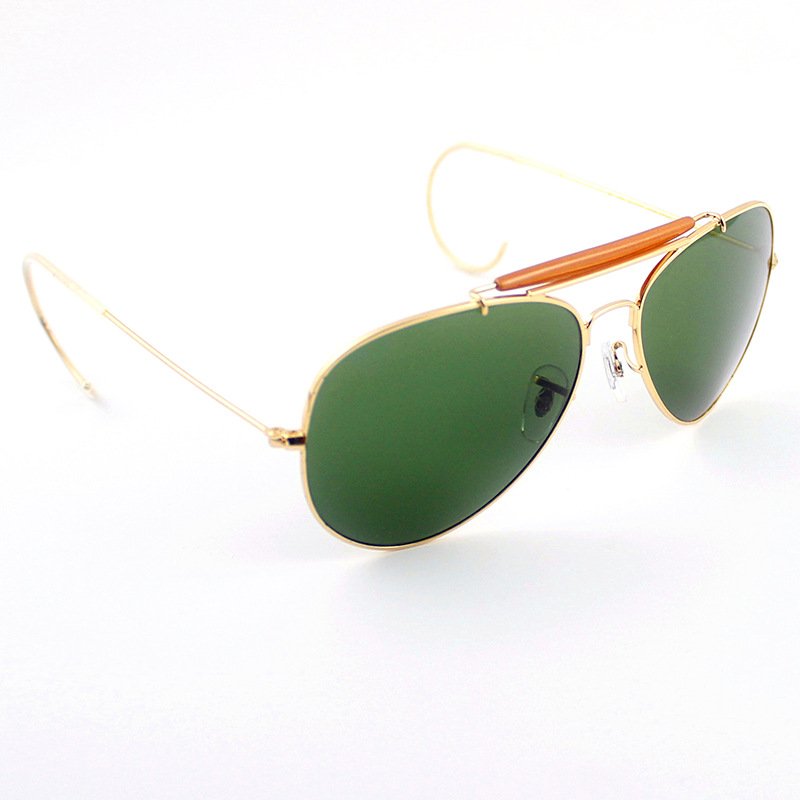 New Fashion AF Pilot Metal sunglasses Hanging ear arms aviation style Brand American Optical Glass Lens sunglasses