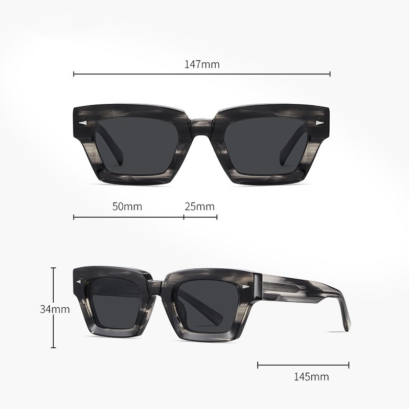 Fashion Sunglasses 2025 Thick Square Frame Sunglasses Small Frame Polarized Acetate Sunglasses