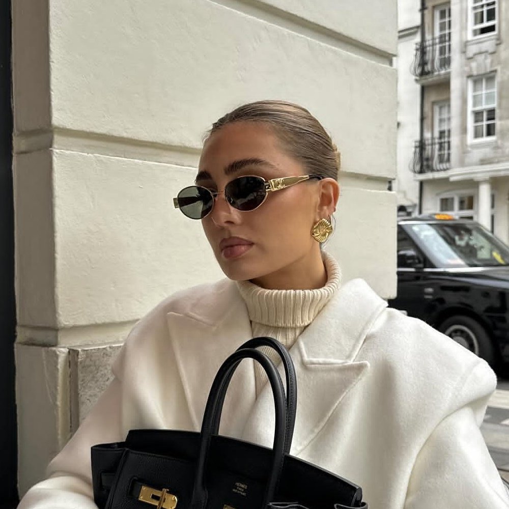 8004 Hot Fashion Luxury Brand Celinee Metal Small Frame Oval Sunglasses For Unisex