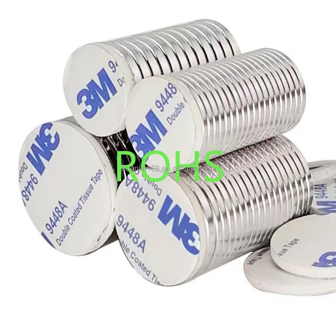 China made round, square adhesive Ndfeb magnet strong magnet foam adhesive high magnetic force