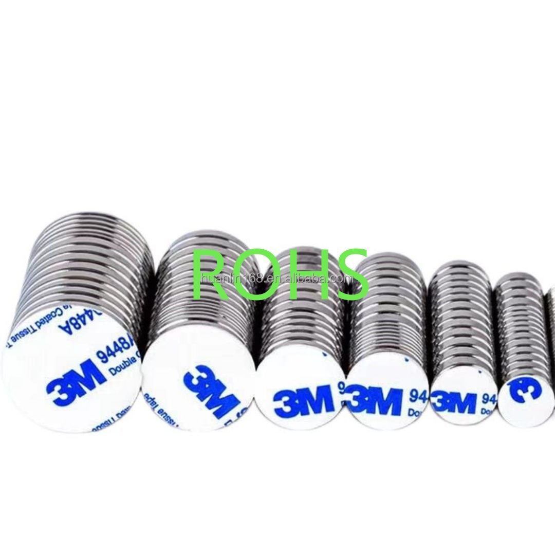 China made round, square adhesive Ndfeb magnet strong magnet foam adhesive high magnetic force