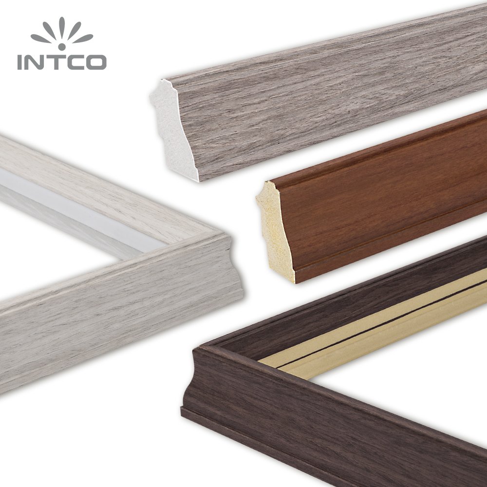 INTCO New Arrival Modern Dark Walnut Wood Texture PS Double Rabbet Photo Picture Frame Moulding