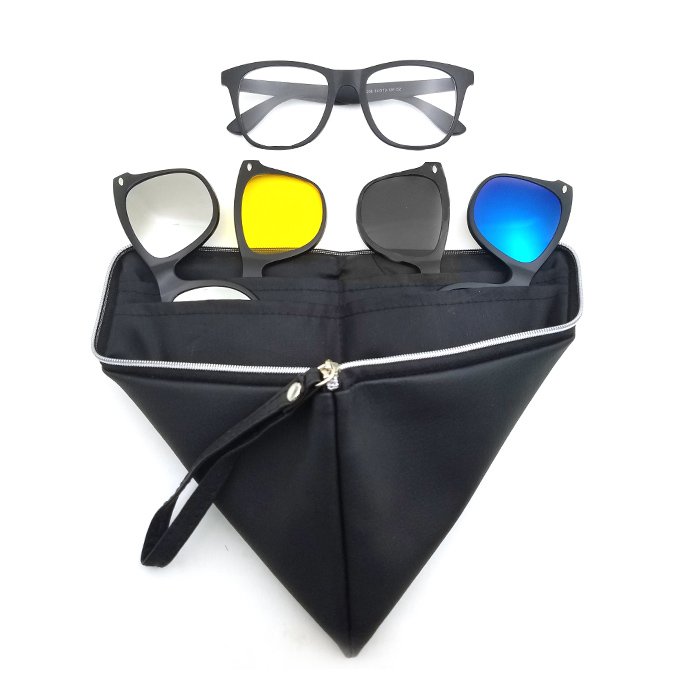 Mens And Women Spectacle Frames Night Vision Driving Sun Glasses 5 In 1 Magnetic Polarized Light Clip On Sunglasses