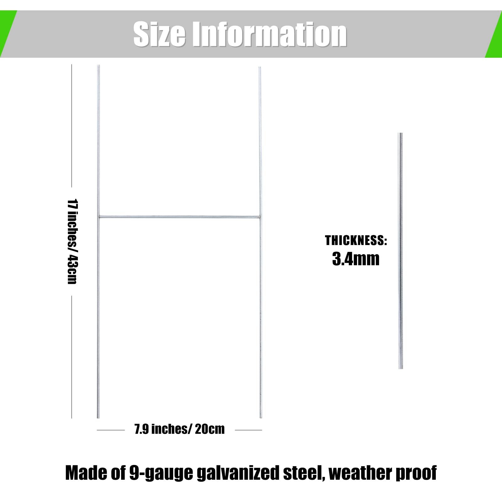 H-Stakes for Yard Signs, Heavy Duty Lawn Sign Stake for 4mm Corrugated Signs, Metal Stakes for Yard Sale Signs/Garage Sale Sign