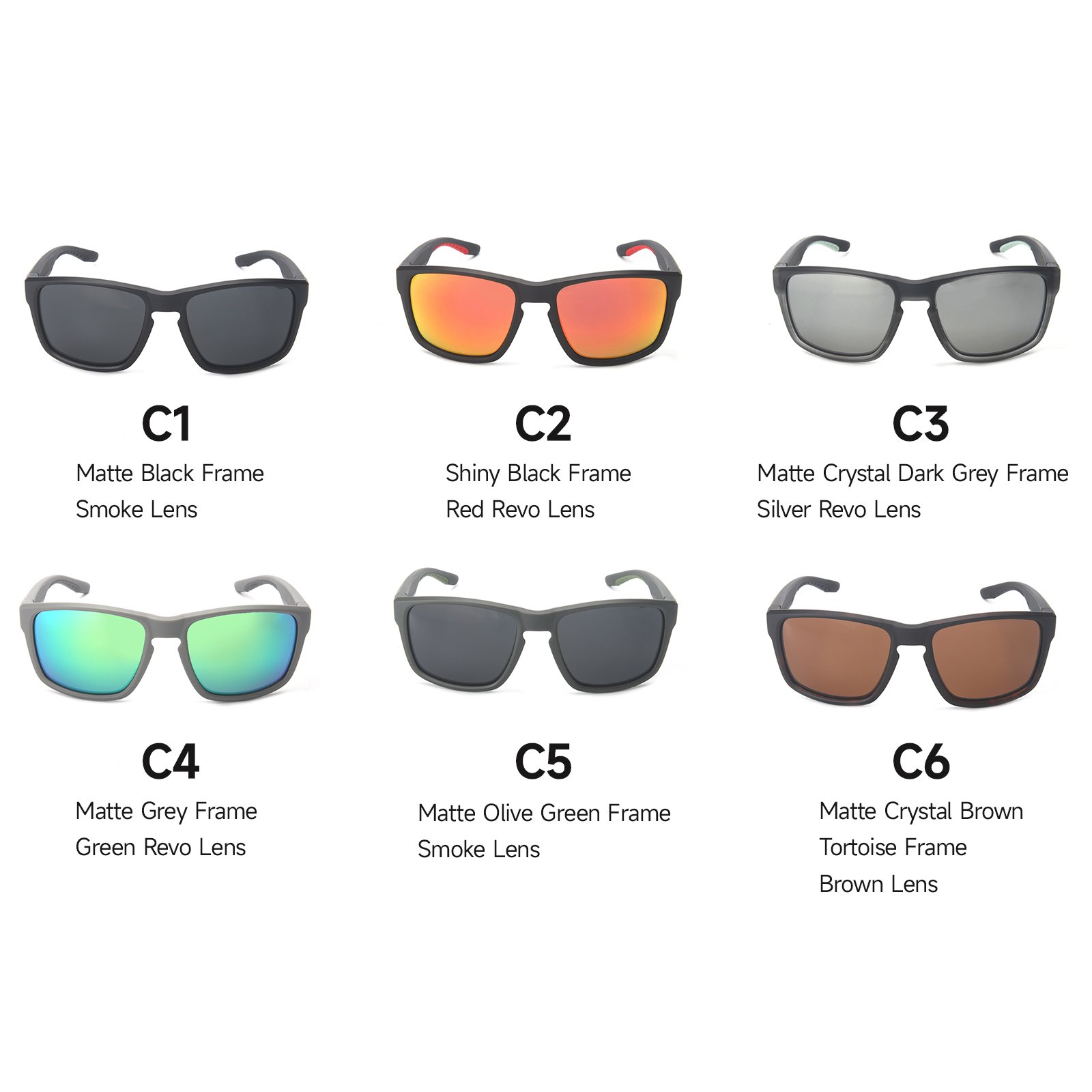 Custom Fashion Style Design High Quality Rectangle Shape Driving Golf Sunglasses TR90 Frame Polarized Glasses