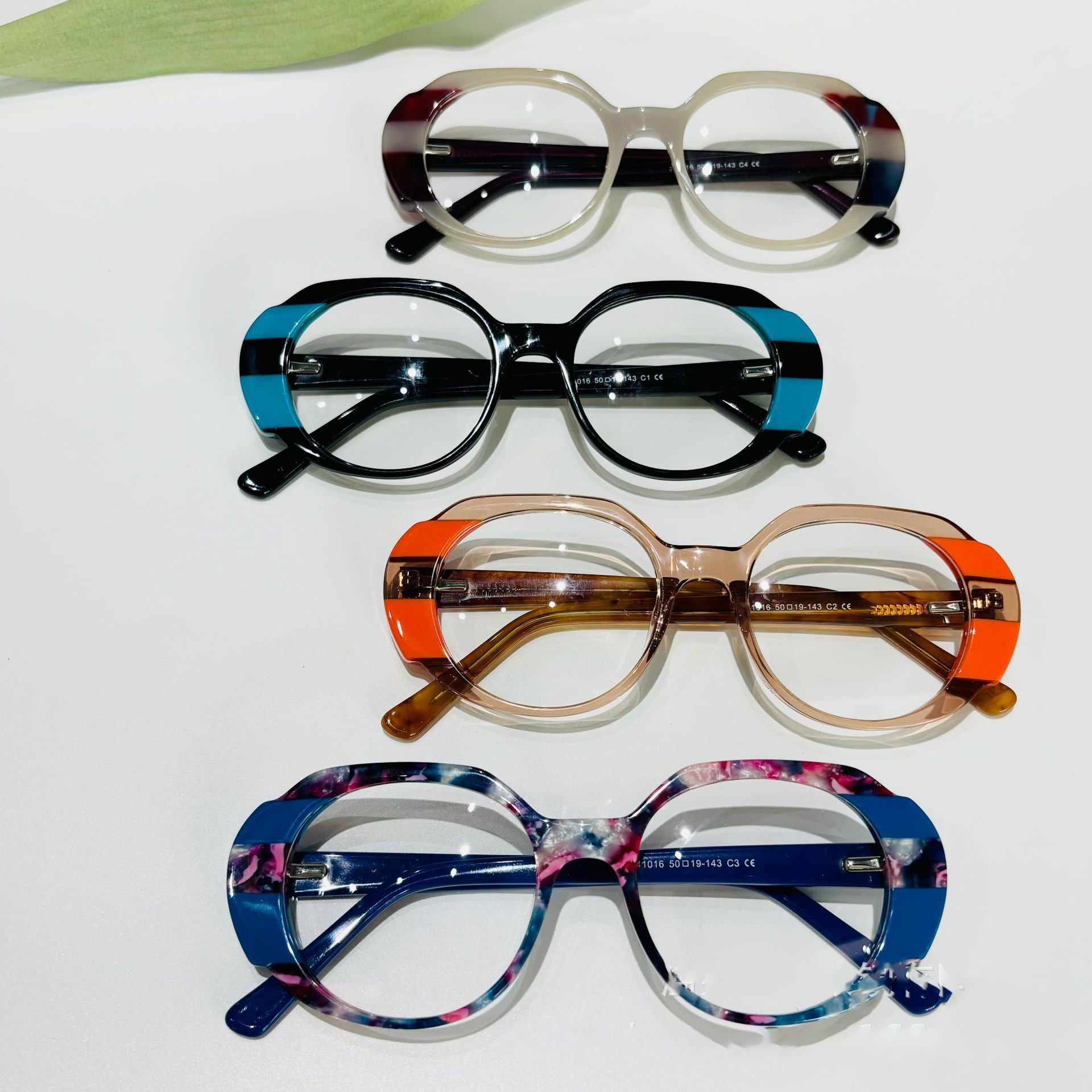 FW 241016 2024 High Quality Small Round Retro Eyeglasses Wholesale Thick Frame Optical Glasses Acetate Eyewear For Women Men