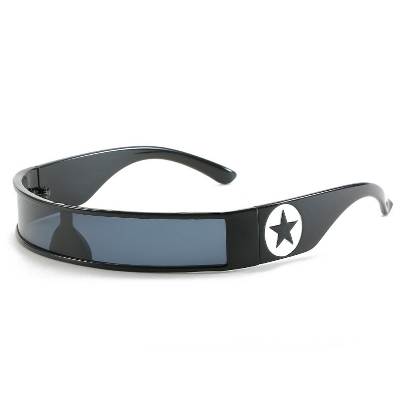 Unisex European and American Fashion Square Sunglasses One-Piece Mirror Future Technology PC Frame Material