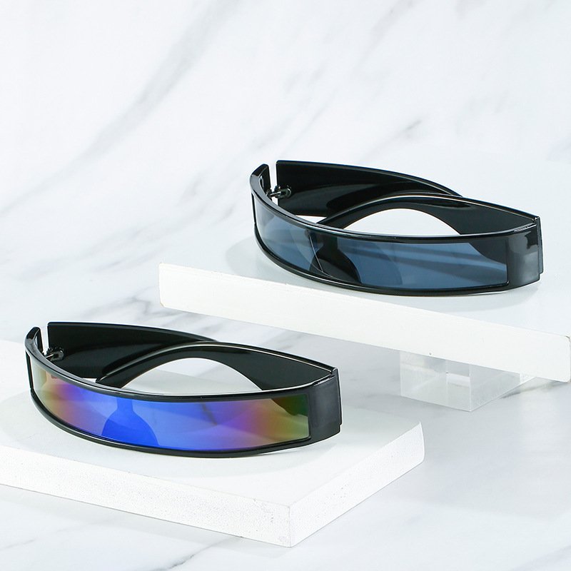 Unisex European and American Fashion Square Sunglasses One-Piece Mirror Future Technology PC Frame Material