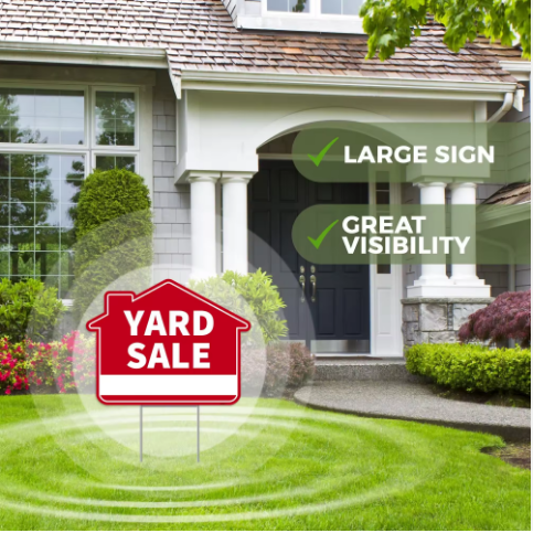Corrugated Plastic Yard Sale Yard Sign with Stake/Estate sign/Moving sign for sale- Double Sided Signs