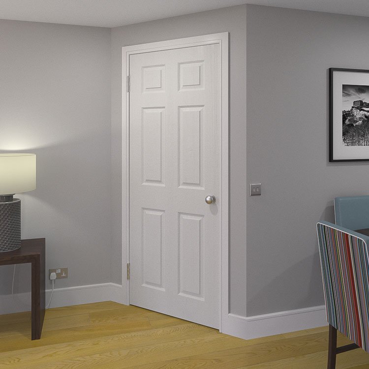 6 panel prehung hollow white primer interior wooden hdf moulded door for bathrooms