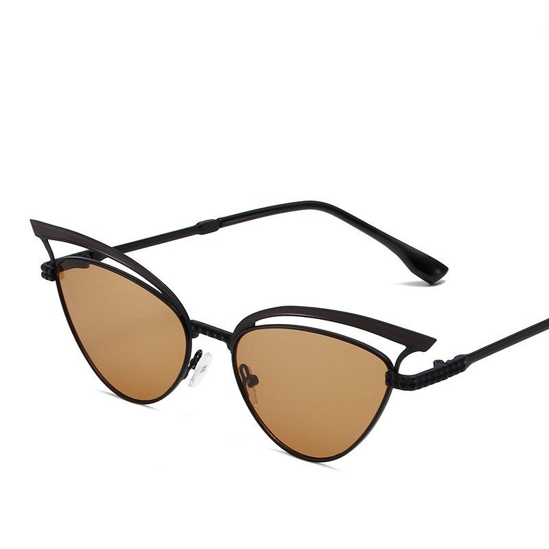 European and American luxury fashion cat eye women sunglasses unique metal frame anti blue light glasses