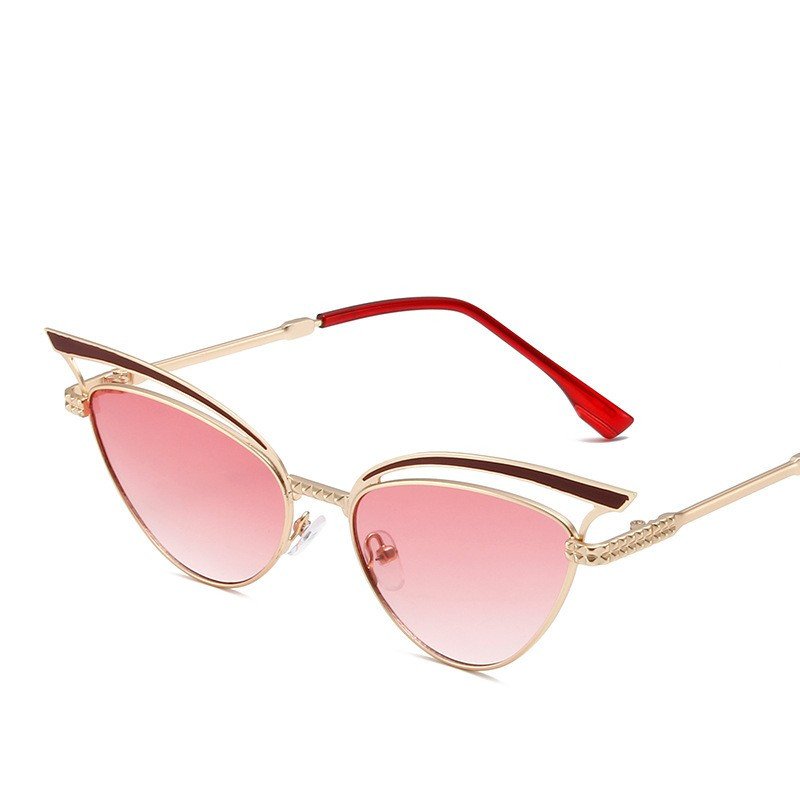 European and American luxury fashion cat eye women sunglasses unique metal frame anti blue light glasses