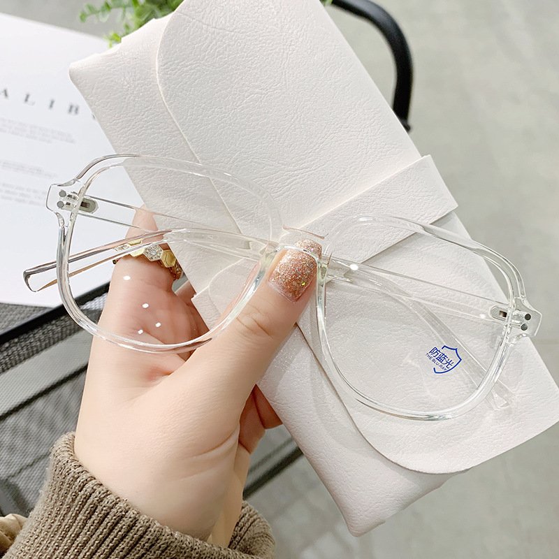 TR glasses frame sand tea color with myopia anti-blue light fashion large frame square glasses frame