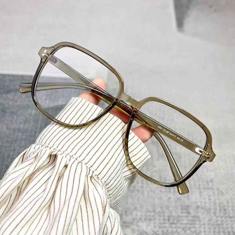 TR glasses frame sand tea color with myopia anti-blue light fashion large frame square glasses frame