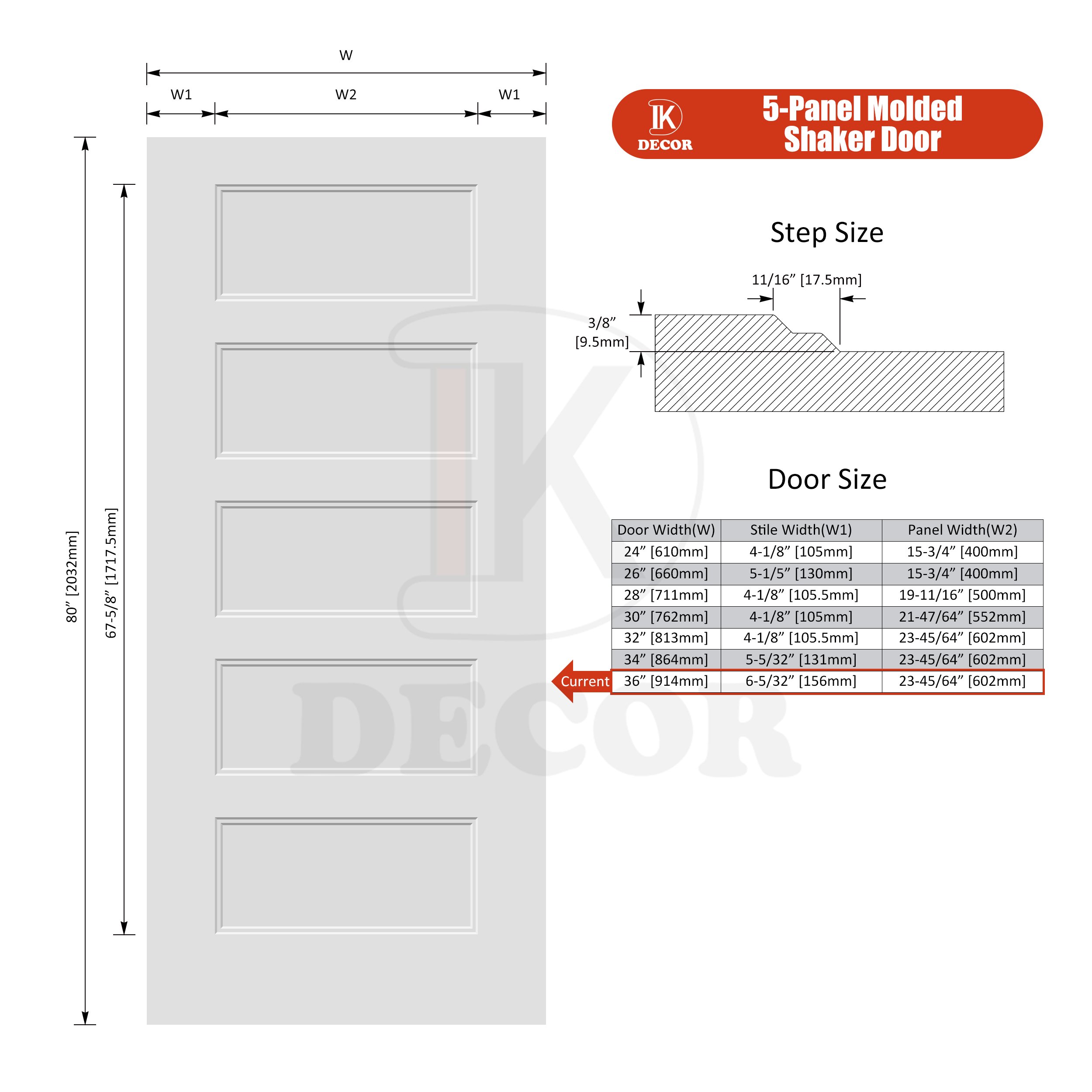 High quality manufactory prehung white primer 5 panel shaker style moulded door for houses