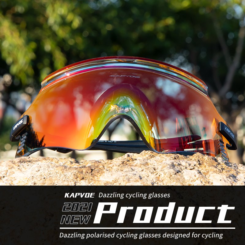 kapvoe outdoor sunglasses mtb road cycling glasses mirror photochromic lens with rimless frame uv400 protection for men women