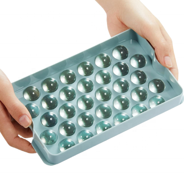 DLI077 factory wholesale household 32 frames small round ice hockey ice ball plastic mold with storage box