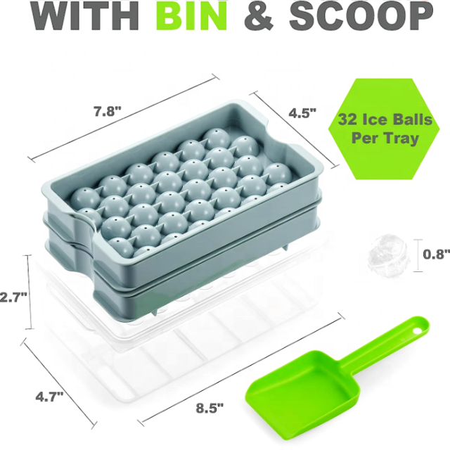 DLI077 factory wholesale household 32 frames small round ice hockey ice ball plastic mold with storage box