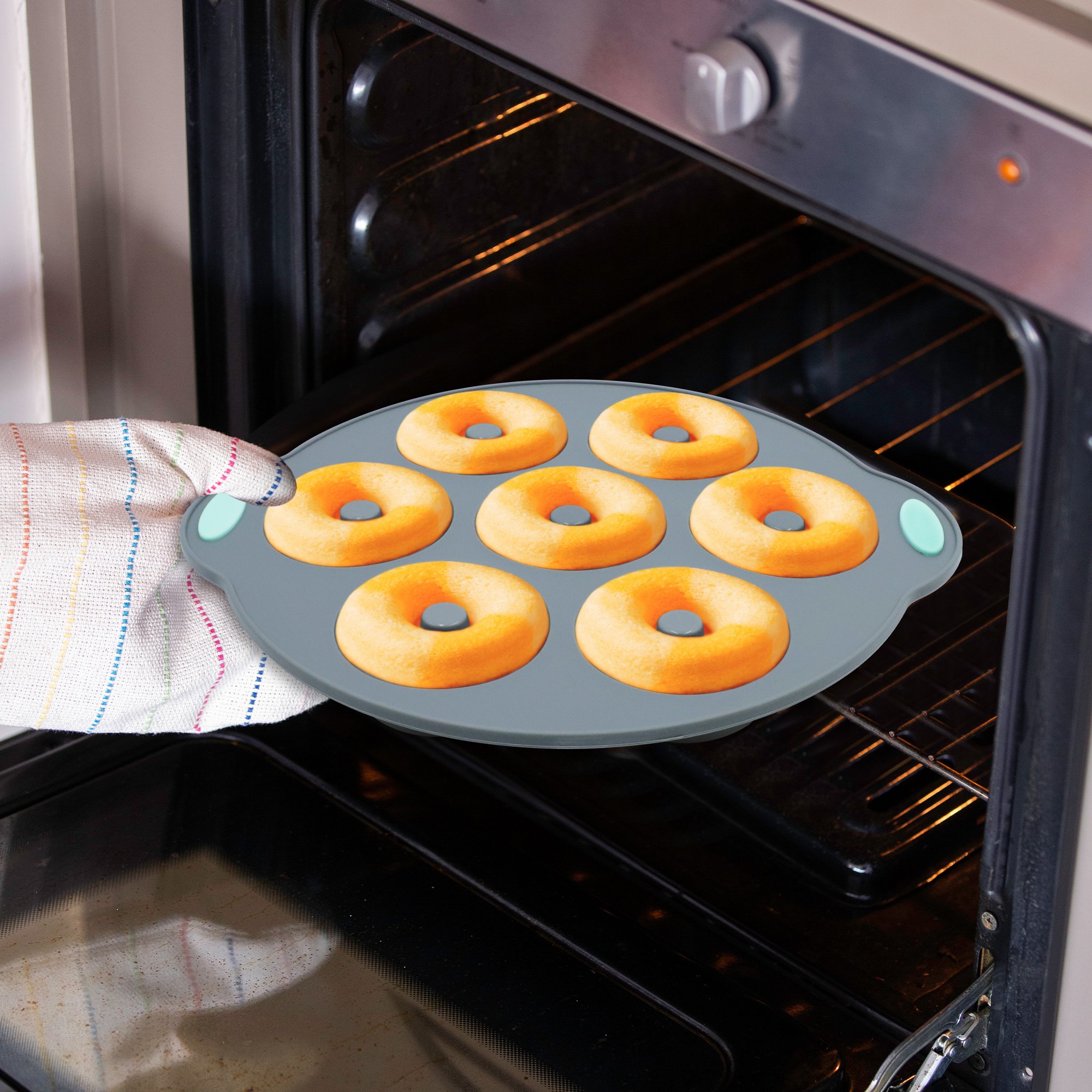 Bicolor 7-Hole Sweet Donut Cake Pan round Rose Number DIY Silicone Cake Tools Moulds Metal Frame Disposable Packaged Box/Bag