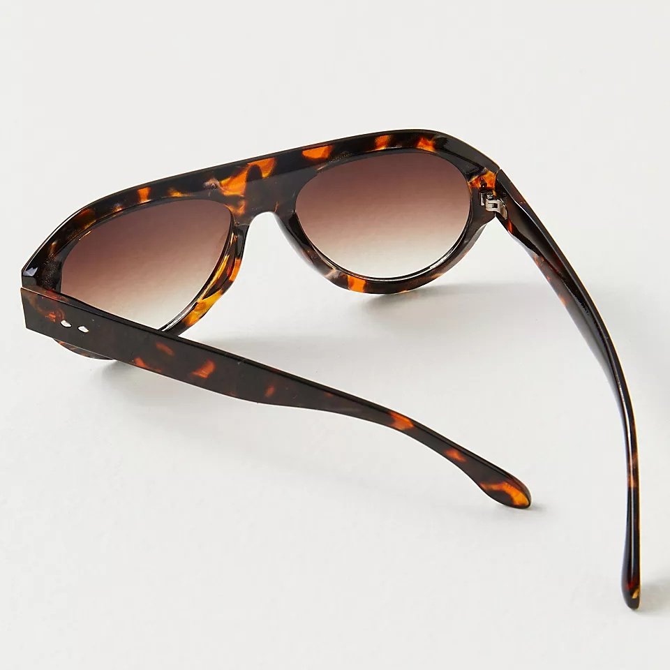 Finewell 366 Retro Flat Top Oval Women Sun Glasses Fashion Big Frames Vintage Leopard Custom Logo Pilot Sunglasses Women