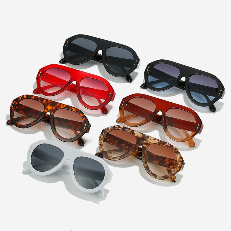 Finewell 366 Retro Flat Top Oval Women Sun Glasses Fashion Big Frames Vintage Leopard Custom Logo Pilot Sunglasses Women