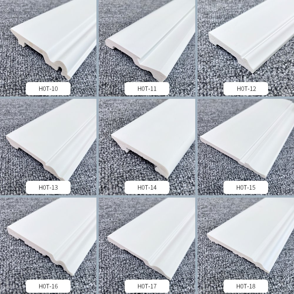 Amer OEM factory wholesale white primed wooden baseboard finger jointed wood skirting moulding board 20cm
